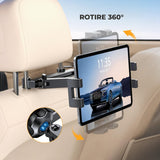 Suport Auto Tetiera Elindor® pentru Tablete si Telefoane, Pliabil, Extensibil, Rotire 360°, Compatibil 4,7-12,9", Negru