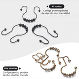 Set 12 Inele Negre pentru Perdea Dus Elindor®, Accesorii Baie, Agatatoare Inox, Anticadere, Rezistente la Coroziune, Decoratiuni Metalice, Ideal pentru Bara si Prindere Usoara