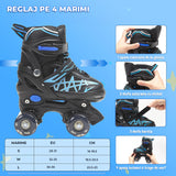 Role Reglabile Elindor® pentru Copii, Fete si Baieti, 4 Roti cu Lumini Quad, Ajutatoare, Rotile din Silicon, Rulmenti ABEC-7, Aluminiu / Poliuretan, Marimea M, 32-35, Model Unicorn, Negru / Albastru