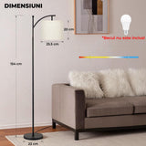 Lampa de Podea Elindor® Veioza cu Abajur Tesatura, Lumina Ajustabila 3000K, 4000K, 5000K, Soclu Compatitbil E26, pentru Camera de Zi, Dormitor, Sufragerie, Birou, Hol, Picior 154 x Baza 22 cm, Neagra