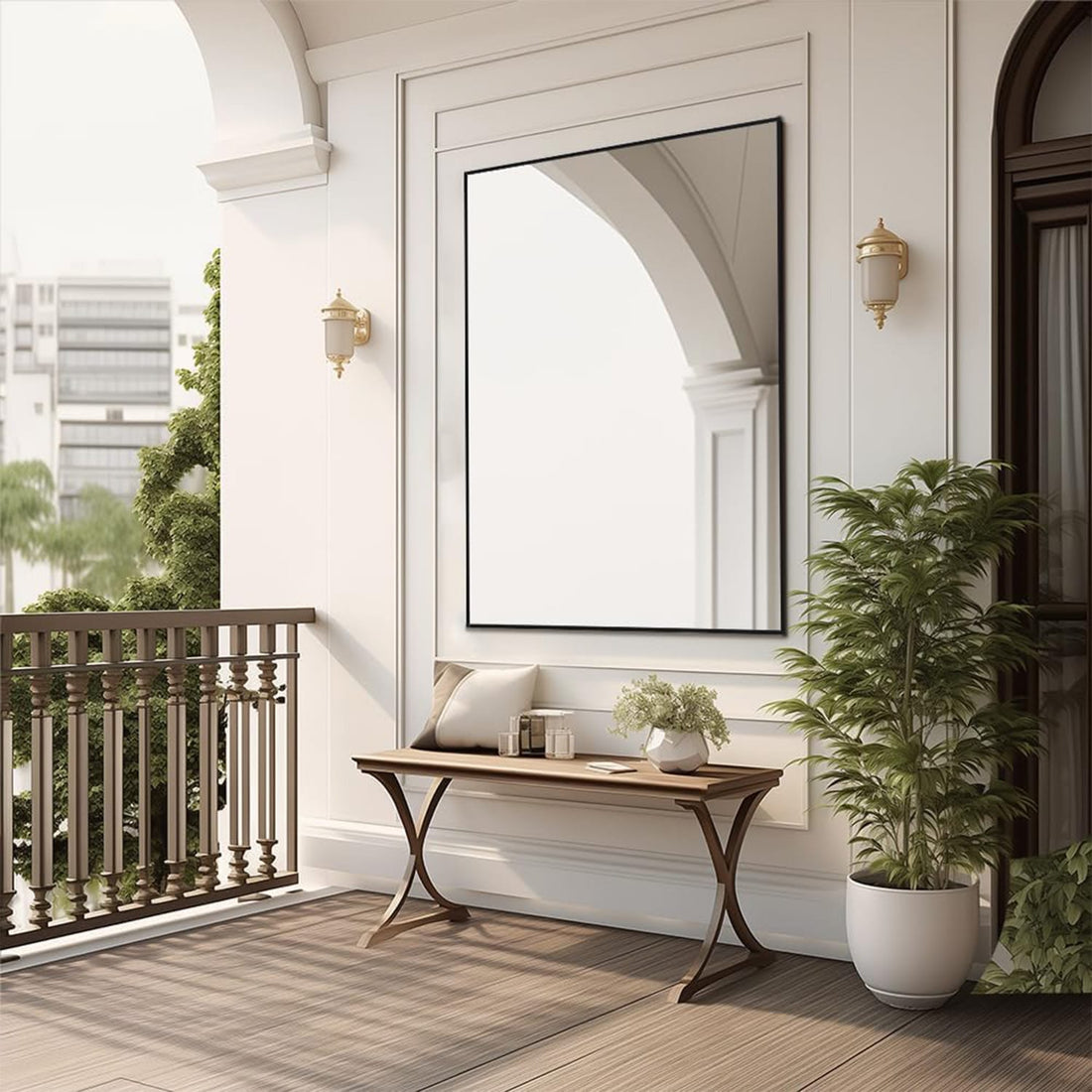 Oglinda Dreptunghiulara Elindor®, 55x75 cm, Sticla Fara Distorsiuni, Usor de Instalatat, Negru