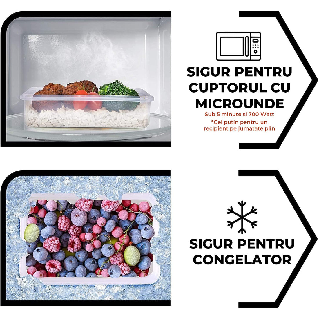 Set 24 Recipiente Alimente Elindor® Caserole pentru Depozitare, Frigider si Congelator, Inchidere Etansa, 7 Dimensiuni, Transparent