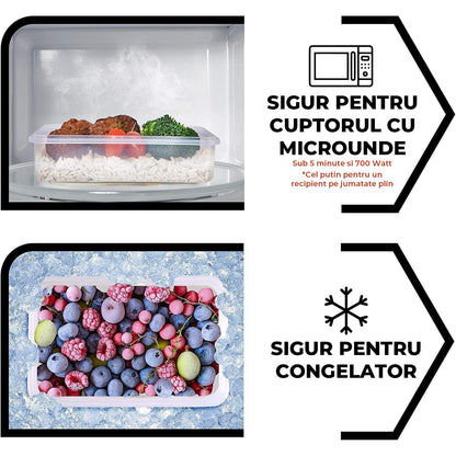 Set 24 Recipiente Alimente Elindor® Caserole pentru Depozitare, Frigider si Congelator, Inchidere Etansa, 7 Dimensiuni, Transparent