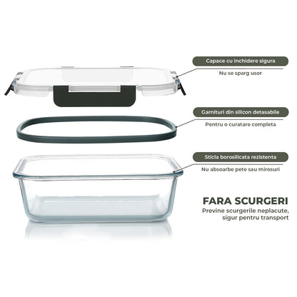 Set de 12 Caserole Elindor® din Sticla, Recipiente Ingrediente pentru Bucatarie, pentru Alimente Uscate, Recipient pentru Depozitare Cafea, Zahar, Paste, Cereale, Capac Etans, Potrivit pentru Congelator Transparent