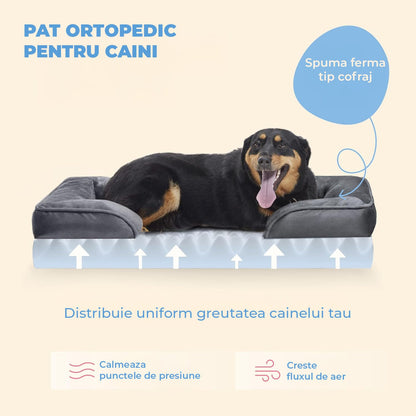 Pat confortabil pentru animale Elindor®, moale, mărimea L, 88.5x63x15 cm, gri