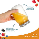 Set 6 Borcane din Sticla Elindor® cu Capac Ermetic, Borcan 500 ml Ideal pentru Miere, Dulceata, Condimente, Cafea, Zahar si pentru Fermentare Muraturi, Capace Metalice, Recipient Depozitare in Bucatarie, Transparent