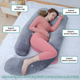 Perna Gravide si Alaptare Elindor®, Multifunctionala, Forma de U, Husa din Bumbac Satinat Detajabila, Lavabila, Suport Burta, Picioare, Cap, Gat, Spate, Ideala Pentru Formit Lateral, 2 kg, 79 x 152  cm, Gri