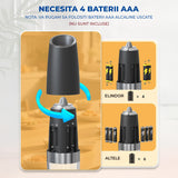 Set 2 Rasnite Electrice Elindor® Rasnita Electrica Led pentru Sare si Piper, Solnita si Pipernita din Sticla, Recipient Condimente cu Senzor Gravitational, Reglare Grosime Macinare, Operare cu o Mana, pentru Bucatarie, 135 ml, 20 x 6.3 cm, Transparent / N