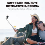 Trepied Foto Telescopic Profesional Elindor® Stativ Telefon 2-in1, cu Telecomanda Bluetooth si Functie Selfie Stick, Compatibil iPhone / Android, Tripod Universal, Suport Durabil si Usor, Unghi Ajustabil 180°, 32-159 cm, pentru Foto / Video, Alb