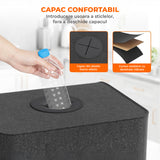 Cos pentru Reciclare Elindor® Capacitate 100L, din Material Textil cu Capac Ranforsat, Multifunctional, pentru Bucatarie sau Camara, Cos Gunoi Potrivit pentru Colectare Selectiva a Sticlelor de Plastic, 42 x 32 x 75 cm, Negru