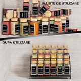 Organizator Condimente Elindor® pe 4 Niveluri, Suport Organizare, pe Blat sau in Dulap, sub Chiuveta, Suport Metalic, pentru Bucatarie, Baie, Camara, Bar, Raft cu Sertare Depozitare Condimente, 25.5 × 34 × 16 cm, Negru