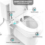 Bideu Retractabil pentru Toaletă cu Auto-Curățare, Control de Presiune, Igienă Personală, Gri