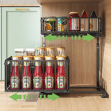 Organizator Elindor® cu 2 Nivele, Recipient de Depozitare Multifunctional si Glisant, Organizator pentru Dulapul de sub Chiuveta din Baie si Bucatarie, 38 × 26.5 × 41–48.5 cm, Negru