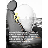 Set 2 Huse Scaune Auto Elindor®, Piele Ecologica/Textil, Protectie Scaun Sofer, Montaj Rapid, Husa Impermeabila, Acoperire Spatar si Sezut, Accesorii Masina Interior, Universale Compatibile cu VW, Dacia, Renault, BMW, Ford, Skoda, Hyundai, Gri