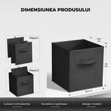 Set 6 Cutii Depozitare Elindor® Pliabile, Tip Sertar, Organizator pentru Dormitor Studentesc, Organizatoare pentru Dulap, Cutie Organizare, Cos Multifunctional, Separator Haine, Paturi, Jucarii, Pentru Dormitor, Living, 26.5 x 26.5 x 28 cm, Negru
