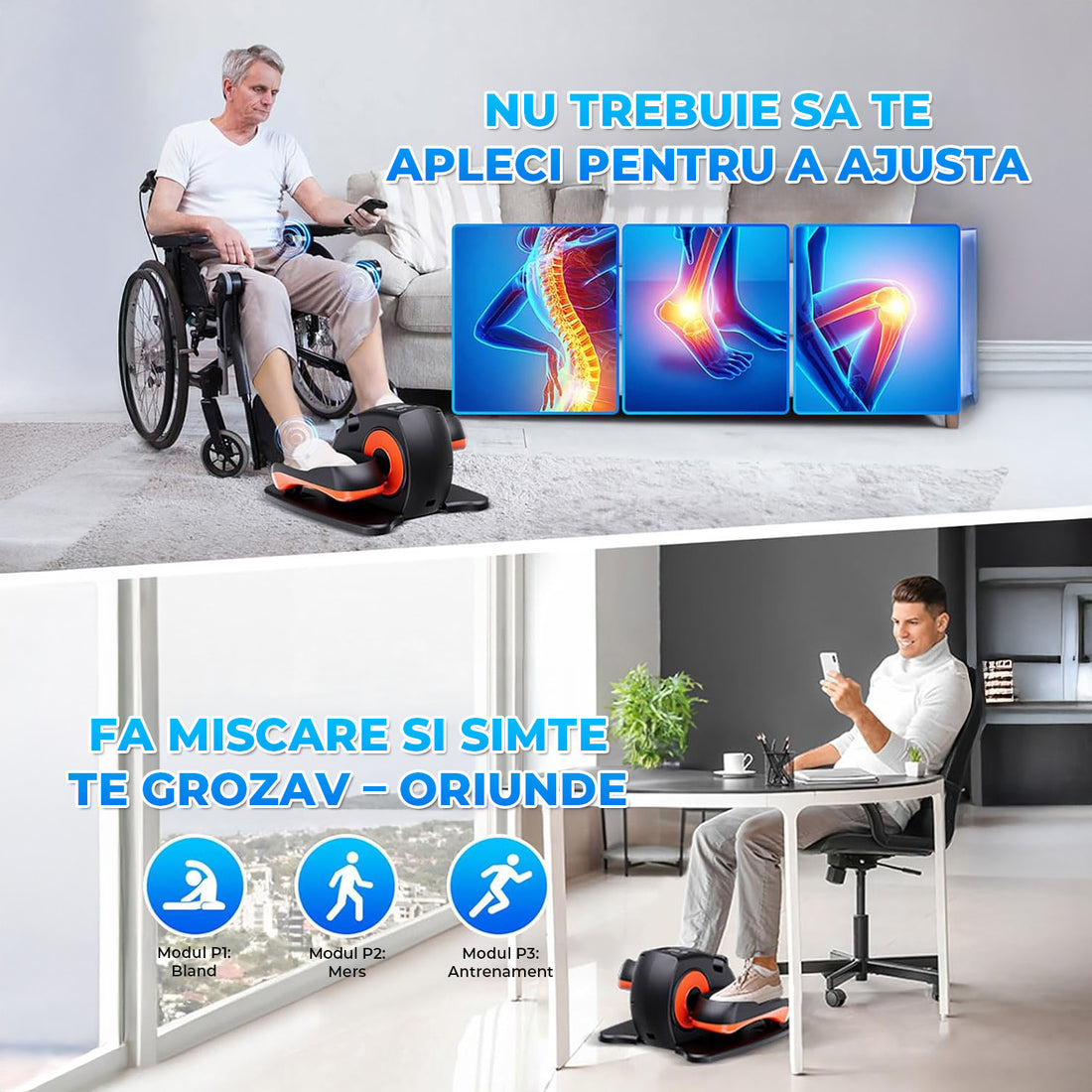 Mini Stepper Portabil Elindor® Aparat Eliptic, Mecanic, Viteza Reglabila, Ecran LCD, Masurare Viteza, Distanta, Timp, Calorii, Telecomanda Inclusa pentru Control fara Aplecare, Silentios 15 dB, pentru Persoanele Varstnice si Sedentare, 47 x 37 26 cm, Negr