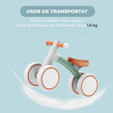 Bicicleta Fara Pedale Elindor® pentru Copii, cu 4 Roti, Usoara, Silentioasa, Robusta, Sa Ergonomica, Dezvolta Echilibrul si Coordonarea, pentru Copii de 12-24 Luni, 36 × 56 × 25 cm, Verde