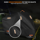 Husa Motocicleta Neagra Pliabila Elindor® Marime XL pentru Exterior, Rezistenta la Ploaie, Vant, Zapada si Praf, Prindere Sigura, Material Durabil Oxford, Potrivit pentru Scuter si Motor, Usor de Intretinut, Protectie Totala, Accesorii Moto