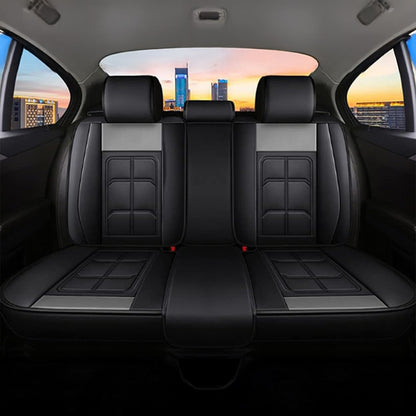 Set 5 Huse Gri Deschis, Scaune de Masina Elindor®, Huse Auto Piele, Impermeabile, Universale, Protectie Scaun Fata si Spate, Montaj Rapid, Accesorii Masina Interior