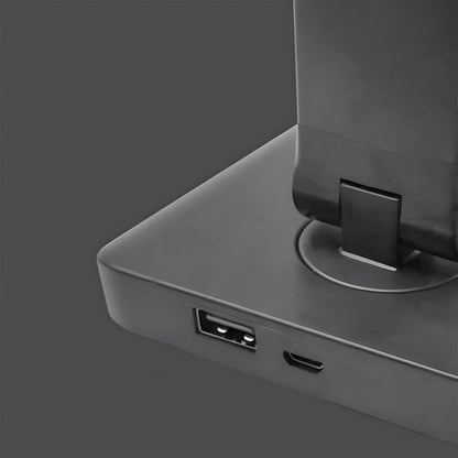 Lampa de Birou Elindor® Neagra cu LED, Pliabila, Incarcare USB si Incare Wireless Telefon, 5 Moduri Lumina Camera Rece/Cald si 5 Intensitati, Veioza Control prin Atingere, Potrivita si pentru Noptiera in Dormitor, Oprire Automata, 39 x 3 x 10,8 cm