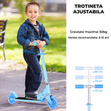 Trotinetă Elindor® Pliabilă cu Ghidon Ajustabil, Roți LED, Albastru
