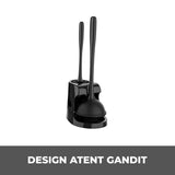 Set Perie WC si Pompa Silicon Elindor® de Toaleta sau Chiuveta, pentru Baie, Suport Discret, Maner Ergonomic, Perie 360°, Ventuza Puternica, fara Gaurire, Accesorii pentru Uz Casnic, Comercial, Rulote, 21 x 16 x 46 cm, Negru