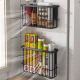 Set 2 Rafturi Elindor® Negre, Raft Suspendat cu Adeziv Slim, pentru Depozitare pentru Bucatarie, Camara sau Birou, Etajera Practica cu Design Aerisit, Usor de Asamblat, Perfecta pentru Organizare Produse de Curatenie, Polita Produse Diverse, Negru