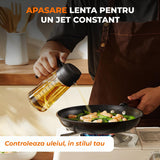 Pulverizator Ulei 2 în 1 Elindor®, Oliviera 470ml, Sticla Dozatoare Multifunctionala, Control Precis, pentru Gatit, Friteuza cu Aer, Salate  Material Sticla si PVC, Design Dual, Negru