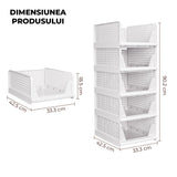 Set 5 Cutii Depozitare Elindor® Pliabile, Organizator pentru Dormitor Studentesc, Organizatoare pentru Dulap, Cutie Organizare, Cos Multifunctional, Separator Haine, Paturi, Jucarii, Potrivit pentru Bucatarie, Baie, Birou, 42.5x33.5x18.5 cm, Alb