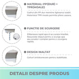 Lighean Pliabil Elindor® cu Dop de Scurgere, din Plastic Dur, Mare, Cos Rufe pentru Baie, Cadita pentru Animale de Companie, Ideal pentru Camping / Rulota, Baza Antialunecare, 30.5×31.5×20 cm, Gri / Alb