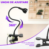 Lampa Profesionala Elindor® pentru Uscare Unghii, cu LED UV Reglabil, Clema, USB, Ajustabila, 37 cm ,Negru