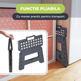 Scaun Pliabil Elindor® Ideal pentru Bucatarie, Baie, Birou, Living, Terasa, Uz Interior si Exterior, Taburet din ABS, Greutate Maxima Suportata 120 kg, Suprafata Antialunecare, 29 x 22 x 22 cm, Gri