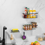 Set 3 Rafturi Elindor® pentru Duș, din Oțel Inoxidabil, Adeziv Puternic, Negru