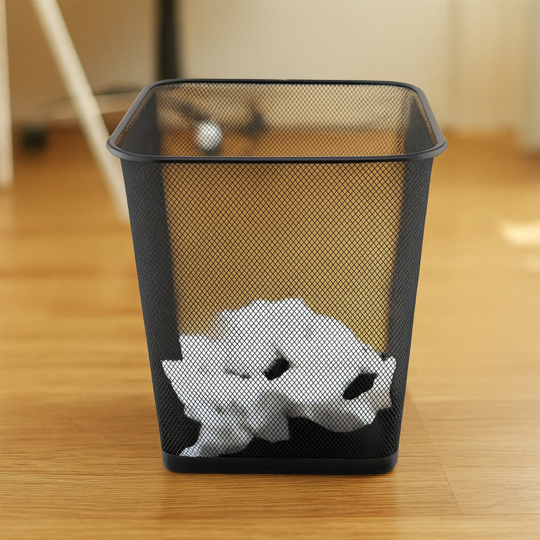 Cos de Gunoi Bucatarie Elindor® Capacitate 18L, din Plasa Metalica, pentru Blat sau Sub Chiuveta, Multifunctional, in Dulap, Bucatarie, Baie, Birou, Camara, Potrivit pentru Colectare Selectiva, 27 x 27 x 50 cm, Negru