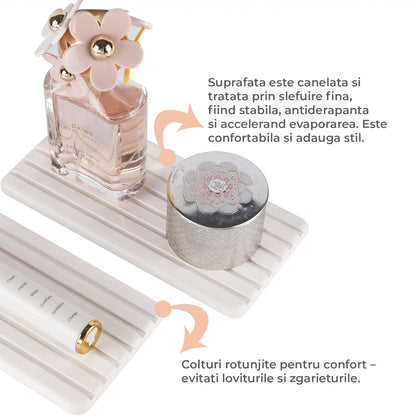 Set 2 Covorase pentru Chiuveta Elindor® din Diatomit, Extra Absorbant, Uscare Rapida, Antiderapante, Design Contemporan si Minimalist, Rezistente la Apa, 21 cm x 10 cm x 1.5 cm, Bej Deschis