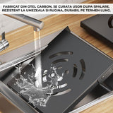 Organizator Vase Elindor®, Suport Oale Chiuveta, Ideal pentru Farfurii, Oale, Tigai, cu 7 Compartimente si 6 Nivele, pentru Bucatarie Multifunctional, pentru Blat sau in Dulap, 51 x 22.6 x 53 cm, Negru