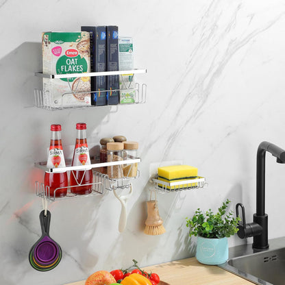 Set 3 Rafturi Elindor® pentru Duș, din Oțel Inoxidabil, Adeziv Puternic, Gri