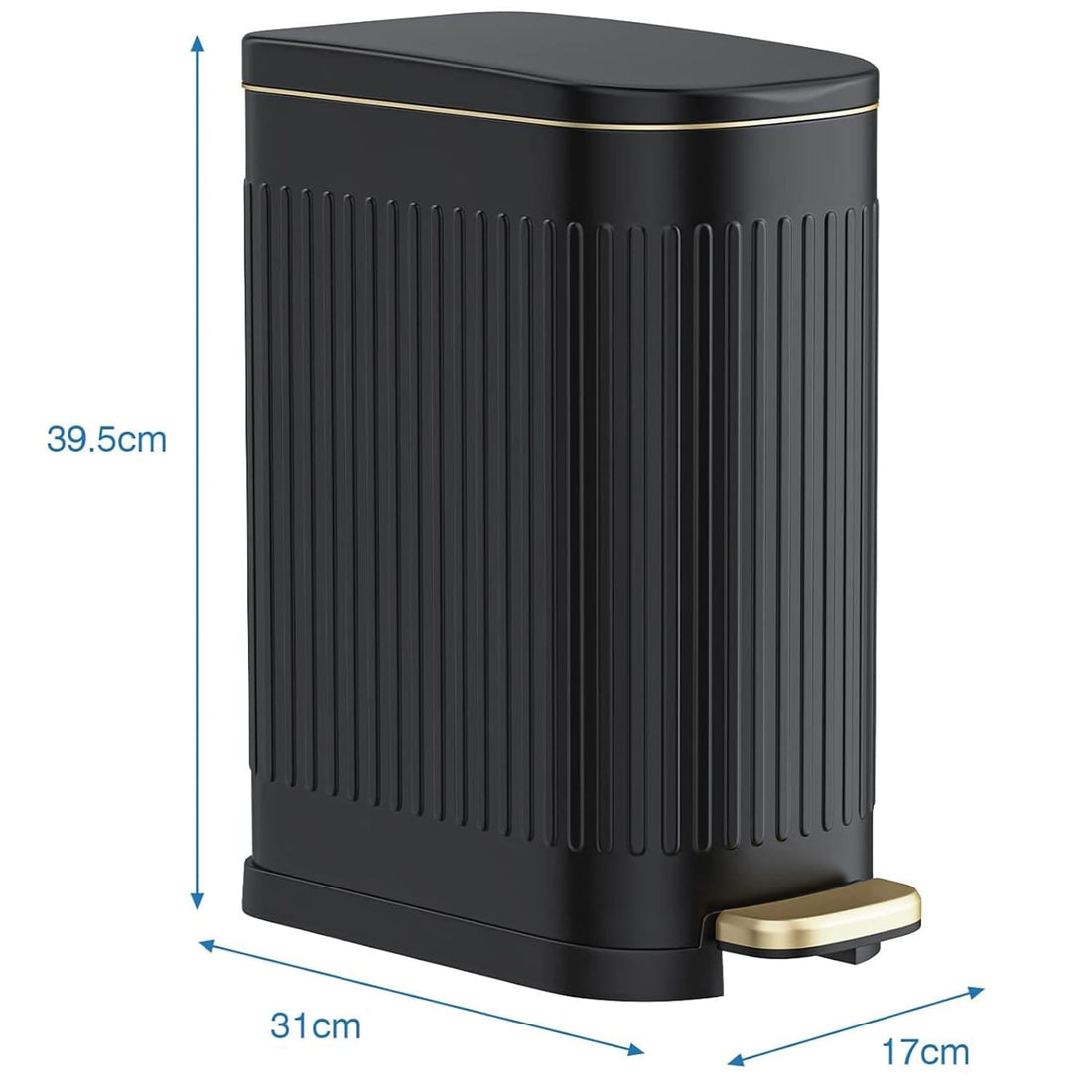 Cos de Gunoi, din Otel Inoxidabil, 10L, Pedala Durabila, Capac cu Inchidere/Deschidere Silentioasa, Design Compact si Elegant, Cos Interior Detasabil, Ideal pentru Baie, Dormitor, Birou, Negru