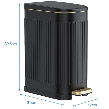 Cos de Gunoi, din Otel Inoxidabil, 10L, Pedala Durabila, Capac cu Inchidere/Deschidere Silentioasa, Design Compact si Elegant, Cos Interior Detasabil, Ideal pentru Baie, Dormitor, Birou, Negru