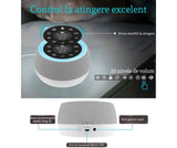 Dispozitiv Sunete Albe, 32 Sunete HD, Portabil, Reîncărcabil, 1800mAh, Lumină de Veghe, Display LCD, Control Tactil, 7 Culori Ajustabile, 3 Niveluri Intensitate