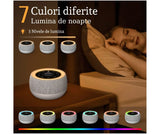 Dispozitiv Sunete Albe, 32 Sunete HD, Portabil, Reîncărcabil, 1800mAh, Lumină de Veghe, Display LCD, Control Tactil, 7 Culori Ajustabile, 3 Niveluri Intensitate