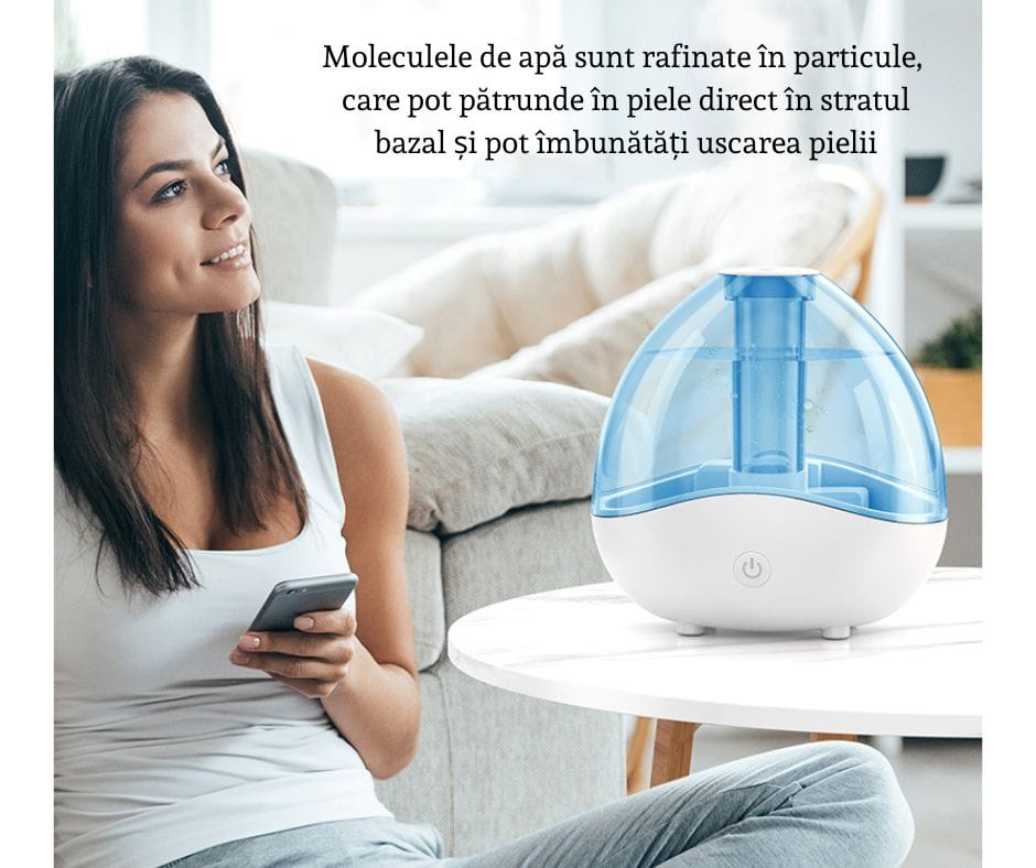 Umidificator Ultrasonic Profesional, 1.5L, Reglabil, Silentios, Alb/Albastru