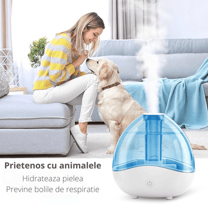 Umidificator Ultrasonic Profesional, 1.5L, Reglabil, Silentios, Alb/Albastru