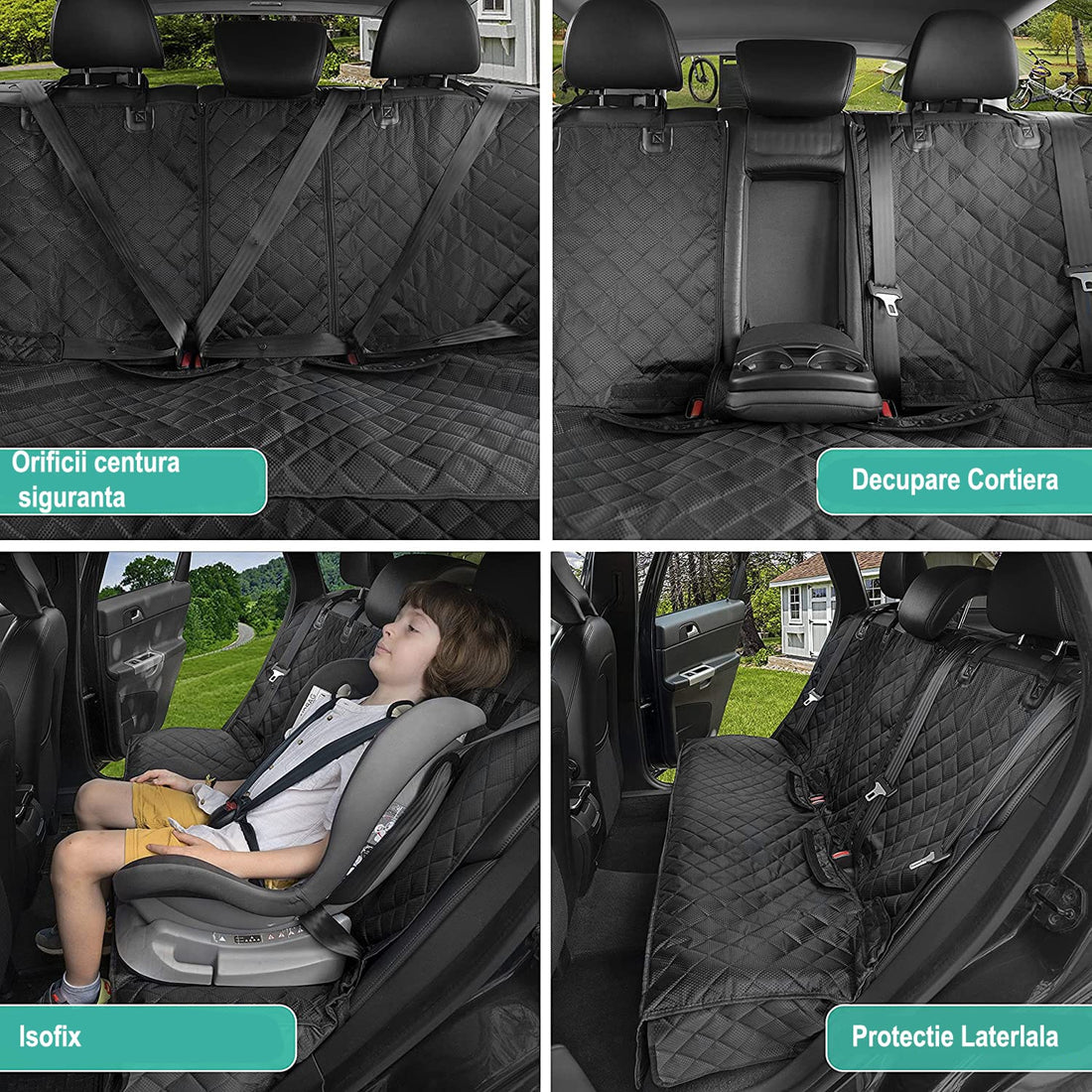 Husă Auto Universală pentru Protecție și Transport Animale, Impermeabilă, Anti-Alunecare, 133 cm, Neagră