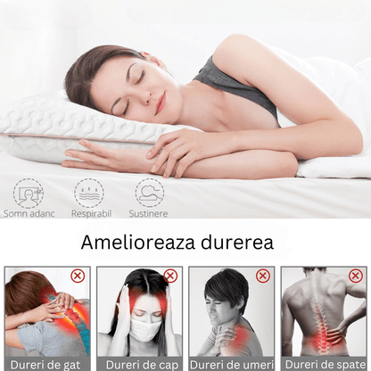 Perna Ortopedică Gel Memory Foam, 60x40x13 cm, Suport Gât și Cervical, Alb
