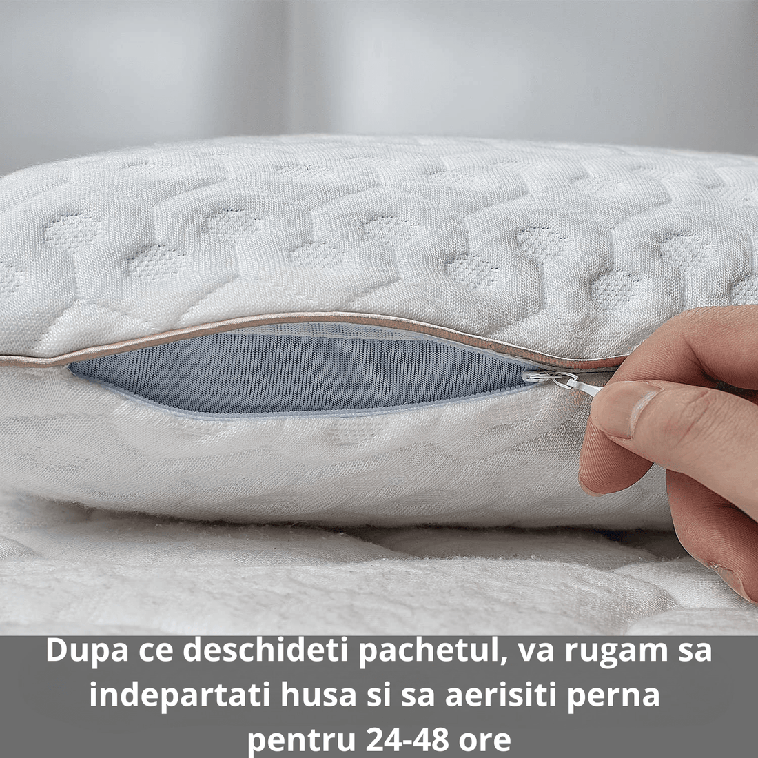 Perna Ortopedică Gel Memory Foam, 60x40x13 cm, Suport Gât și Cervical, Alb