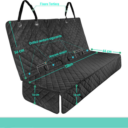 Husă de Protecție pentru Scaune Auto, Impermeabilă și Anti-Alunecare, pentru Transport Animale (Câini și Pisici), Neagră, 133 x 44 x 56 cm