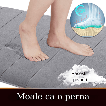 Covor Baie Universal, Spumă cu Memorie, Absorbant, Antiderapant, Memory Foam, 80×50 cm, Gri
