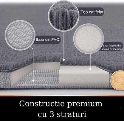 Covor Baie Universal, Spumă cu Memorie, Absorbant, Antiderapant, Memory Foam, 80×50 cm, Gri