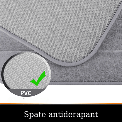 Covor Baie Universal, Spumă cu Memorie, Absorbant, Antiderapant, Memory Foam, 80×50 cm, Gri